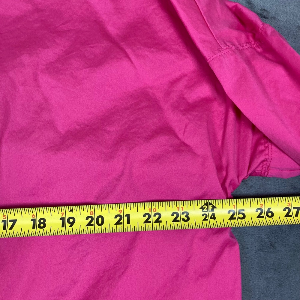 Chicos Hot Pink Cotton Poplin Popover Tunic Top Size 3 XL 16/18 V-Neck - Picture 5 of 7